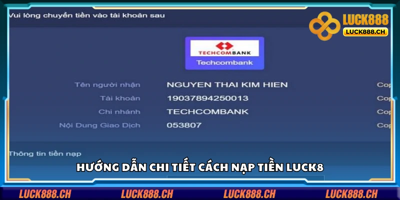 Chi tiết cách nạp tiền Luck8 từng bước